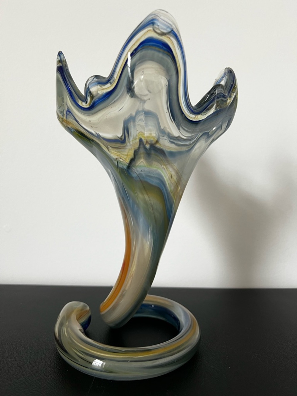 Vintage Murano Trumpet Vase with Serpentine Base